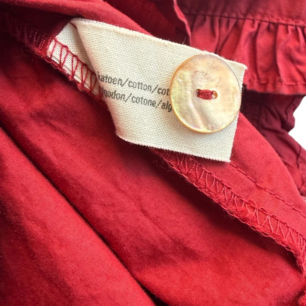 Jottum Childs Dress Size 4 Deep Red Long Sleeve Tiered Ruffle High Neck Cotton